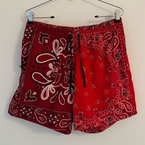 Red Bandana Print Amiri Swim Shorts Bathing Suit Size Medium